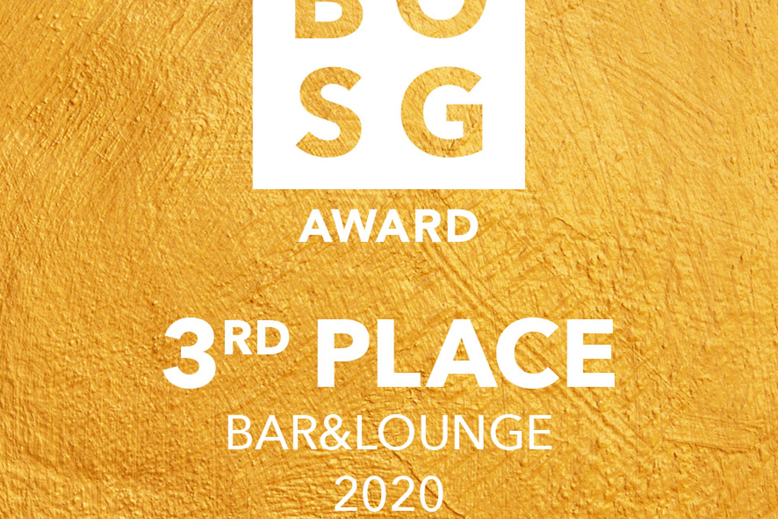 Auszeichnung für den 3. Platz Bar & Lounge 2020 auf goldenem Hintergrund.